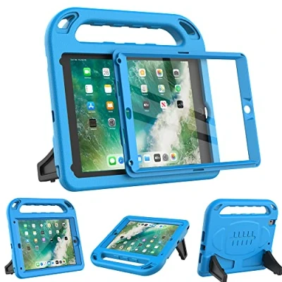 Image of Surom Kids Case for New iPad 9.7 2018/2017 with Built in Screen Protector, Light Weight Shock Proof Handle Stand 2017/2018 Air/iPad Air 2/iPad Pro Blue