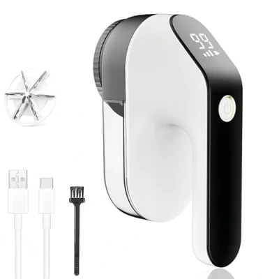 Image of Fabric Shaver, Portable Lint Rechargeable Bobble Remover for Clothes with Free Extra Blade, Intelligent Digital Display Debobbler and Furniture