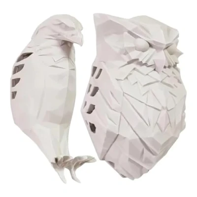 Image of FOLODA 3D Owl Bird Wall Light Art Decoration Resins Sculpture Battery Operated Sconce Lamp For Home And Office (Eagle+Owl)