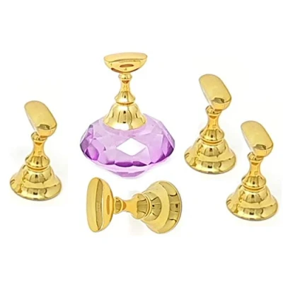 Image of Kiara World Magnetic Nail Art Tips Stand Crystal Base Alloy Holders Manicure Set Practice Holder Salon Tool DIY (Purple)