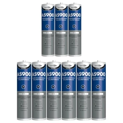 Image of Bond It AS900 Acoustic Sealant &amp; Wall Board Adhesive 9x White, 900ml Noise Reducing Flexible Over Paintable Solvent Free Joint Filler for Plasterboard Ceilings Interiors