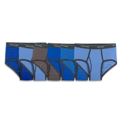 Image of Fruit of the Loom Men&#039;s 6 Pack Stripe/Solid Fashion Brief Underwear, Assorted Stripe/Solids, L UK
