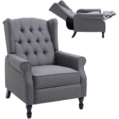 Image of HOMCOM Recliner Armchair for Living Room Fabric Reclining Chair W/Footrest Light Grey