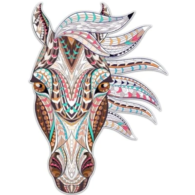 Image of Pack of 4 Patterned Horse Vinyl Decal Sticker Car Wall Laptop Scrapbook Campervan Caravan Bumper Window