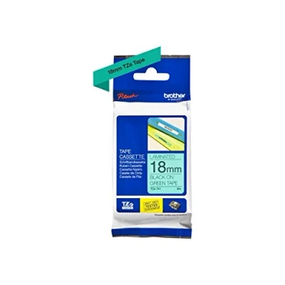 Image of Brother TZe 741 Labelling Tape Cassette, Black on Green, 18 mm (W) x 8M (L), Laminated, Genuine Supplies