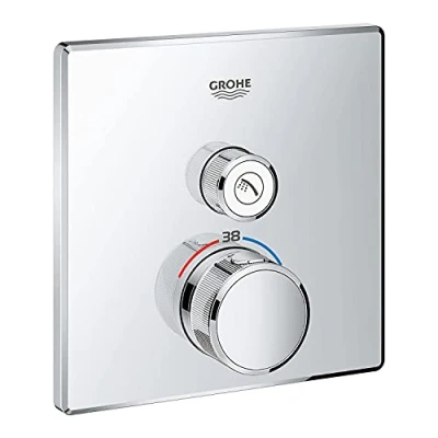 Image of GROHE Grohtherm Smartcontrol Thermostat for Shower, with Concealed Installation and One Valve Square Shape, Chrome Finish, Made In Germany By Eco Friendly Safety Features 29123000