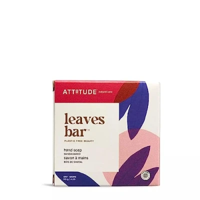 Image of ATTITUDE Hand Wash Soap Bar, EWG Verified, Vegan and Plastic free Body Care, Sandalwood, 113 grams