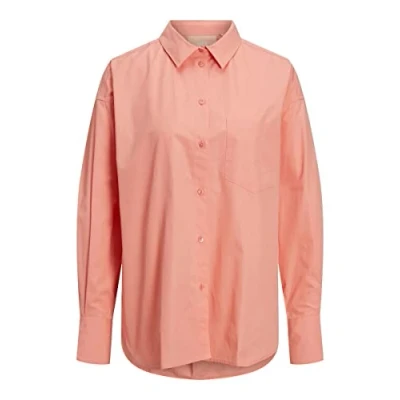 Image of JJXX Women&#039;s Jxjamie Ls Relaxed Poplin Shirt Noos Blouse, Coral Haze, S