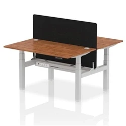 Image of Air B2B 1400x800mm Adjustable 2P Bench Desk CP Walnut/Silver + Screen