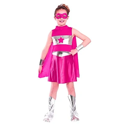 Image of Girls Kids Pink Super Hero Fancy Dress Costume (3 4 years)