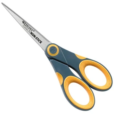 Image of Westcott Straight Titanium Bonded Non Stick Scissor E 33670 00,Yellow,7 Inch