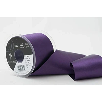 Image of Berisfords Double Faced Satin Ribbon, BlackBerry, 70 mm Width, 20 metre Length
