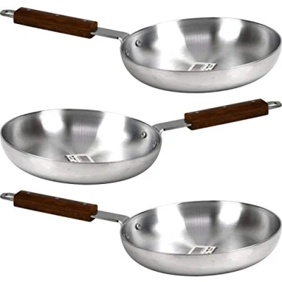 Image of Klassic Combo Set of 3 Professional Aluminium Frying Pans with Wooden Handle (24cm)
