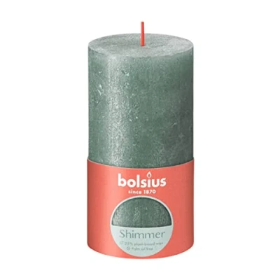 Image of BOLSIUS Blue Rustic Shimmer Metallic Pillar Candle 13cm x 7cm