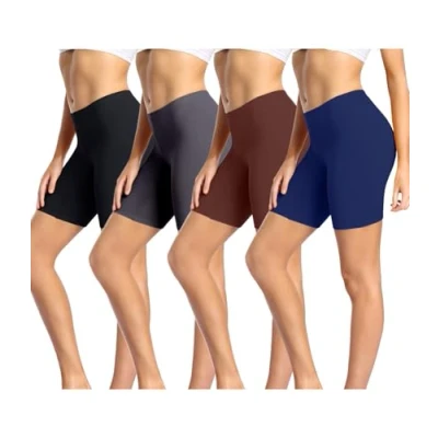 Image of wirarpa Ladies Anti Chafing Shorts Womens Boxers Underwear Cotton Cycling Leggings for Under Dresses 4 Pack Black Deep Grey Blue Brown Size 5XL
