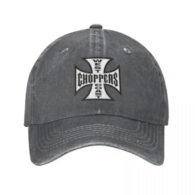 Image of Hat Fashion Hip Hop Vintage West Coast Choppers Baseball Caps Unisex Style Distressed Denim Snapback Cap Motorcycles Travel Adjustable Birthday Gift