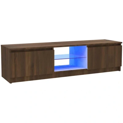 Image of vidaXL TV Cabinet with LED Lights Brown Oak 120x30x36 cm