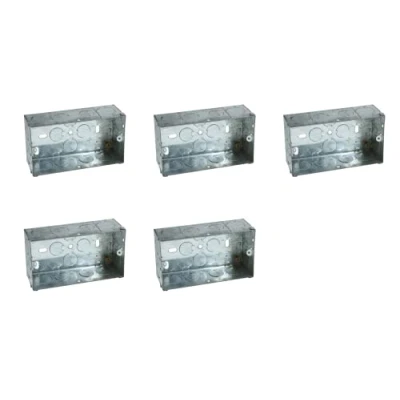 Image of Single/Double Flush Electrical Metal Socket/Switch Back Boxes 25mm 35mm 45mm Wall Pattress (5, 2 Gang 45mm)