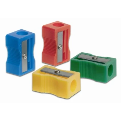 Image of Swordfish 40259 Single Hole Wedge Pencil Sharpeners for 8mm Pencils (Box of 50), Yellow,Blue,Green,Red