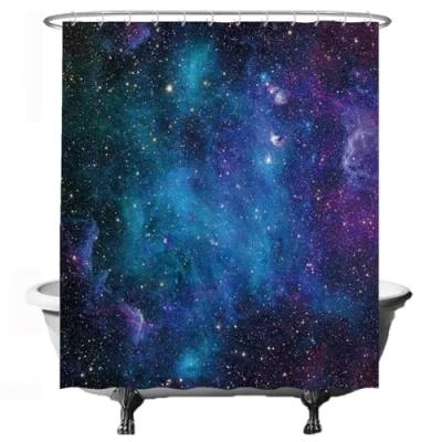 Image of Ulticool Shower Curtain Natural Galaxy Universe Planets Solar System 180 x 200 cm Washable Waterproof with 12 Rings