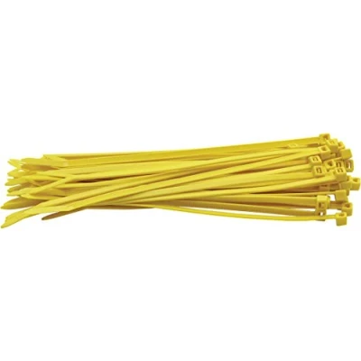 Image of Cable Ties 2.5mm x 100mm Nylon Tie Wrap Yellow Pack of 100 Units