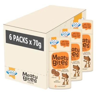 Image of Good Boy Meaty Bites Chicken with Rice Low Fat Dog Treats Bulk Box 6 x 70g