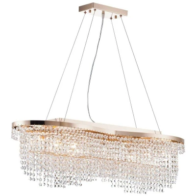 Image of Toils Ceiling Pendant Light Gold &amp; Crystal, 7 Light, E14