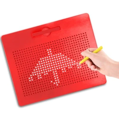 Image of ALEENFOON Magnetic Steel Ball Drawing Board for Kids Children, Writing Stencils Toys Sketch Doodle Pad Scribble Toy with Pen (Large, Red)