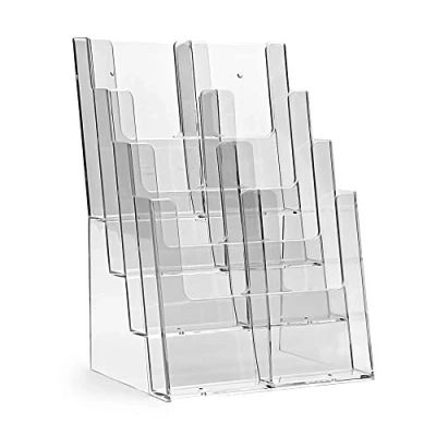 Image of Taymar 4C230 Table Leaflet Stand, DIN Long (DL) or A4, 4 Tiers, Clear, Pack of 2