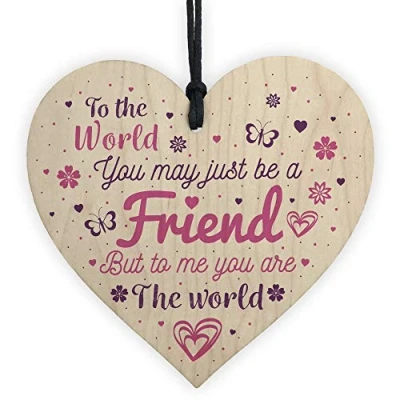 Image of RED OCEAN Friendship Gifts Quote Handmade Wooden Hanging Heart Sign Best Friend Birthday Christmas Thank You Gift