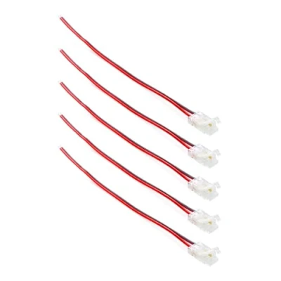 Image of G.W.S® Solderless 1 End Wire Connectors, for 8mm Wide 2 Pin Single Colour LED COB Strip Lights, Pack of 5