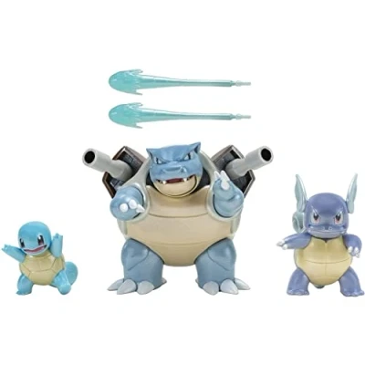 Image of Bizak Pokemon Evolution Triple Multipack, of Squirtle Including Wartortle and Blastoise, Figures Grow According to Evolution, 5, 8 12 cm, Ages 4 (63222773)