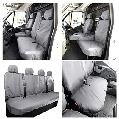 Image of UK Custom Covers SC236G 416GAD3 Tailored Heavy Duty Waterproof Front and Rear Seat (NO Split Passenger Base WITH Folding Middle Seat) Grey To Fit Vauxhall Movano 2010 2022