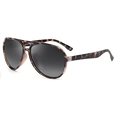 Image of Jim Halo Polarized Sunglasses Men Women, Retro Pilot Shades for Driving Fishing Grey Tortoise/Grey