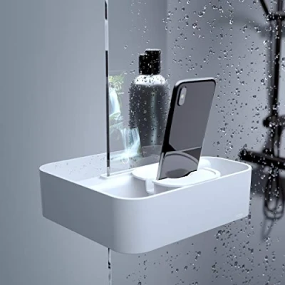Image of Tiger 2 Store Clip on Shower Basket, White, 20.8 x 10.6 23.3 cm