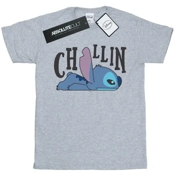 Image of Disney Boys Lilo and Stitch Chillin T Shirt Sport Grey 7 8 Years
