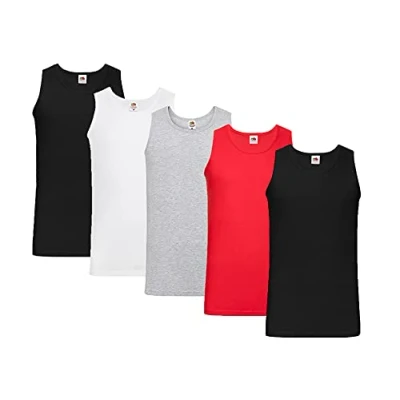 Image of Fruit of the Loom Valueweight 61 098 0 Men&#039;s T Shirt, 2 x black, 1 white, grey, red + notepad, XL