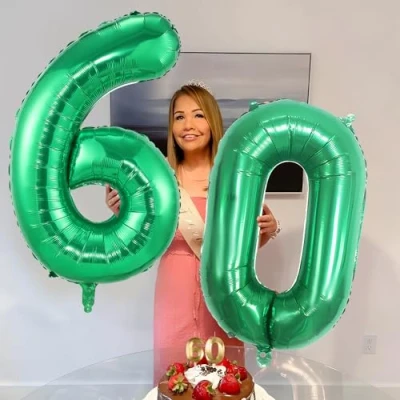 Image of Number Balloons 60,Green 60 Balloon 40 Inch Giant Helium Foil for Boys Girls 60th Birthday Party Decor Anniversary Decorations Supplies