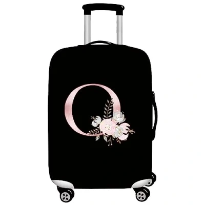 Image of initial letter Printed Design Travel Trolley Case Cover Protector Washable Suitcase Luggage Storage Covers for 18 28 inch (XL (29 32 Luggage), Pink Flower O)