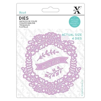 Image of Xcut Dies, With Love Wreath, 4 Pieces, Carbon Steel, Art &amp; Craft, Cutting Tool Supplies, For Beautiful Decoration, Card Making, Gift Tag Wrapping, Scrapbooking, Invitation Crafters Companion