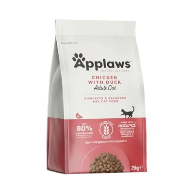 Image of Applaws Complete Dry Food, Adult Cat, Chicken with Extra Duck, 7.5kg (Pack of 1)