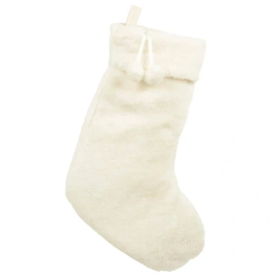 Image of Mr Crimbo Christmas Stocking Luxury Faux Fur Hanging Decoration 60cm Cream