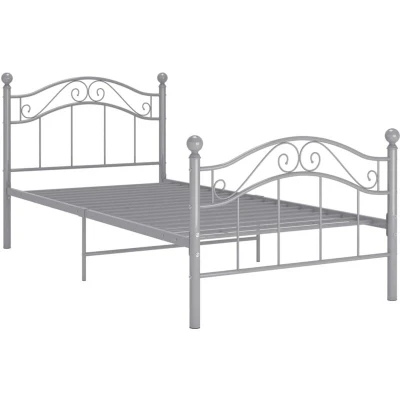 Image of vidaXL 284662 Bed Frame without Mattress Grey Metal 90x200 cm