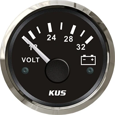 Image of KUS Warranted Voltmeter Voltage Gauge Meter 24V/18 32V With Backlight 52MM(2&quot;) (Black)