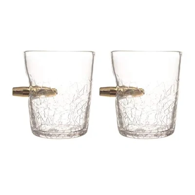 Image of Bar Amigos Set of 2 Novelty Tumbler Spirit Shot Glass 300ml Double Pack with Bullet in The Tasting Tumblers for Drinking Scotch Bourbon Whiskey Brandy