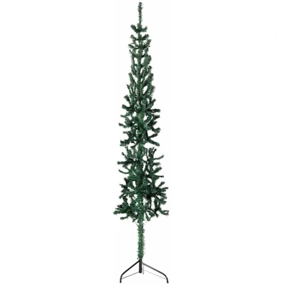 Image of vidaXL Slim Artificial Half Christmas Tree with Stand Green 150 cm