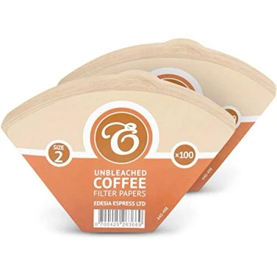 Image of 200 Size 2 Coffee Filter Paper Cones, Unbleached by EDESIA ESPRESS
