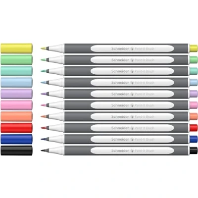 Image of Schneider Brushpen Paint It 070 (Premium Brush Pens with Flexible Tip and Bright Colours for Calligraphy, Hand Lettering More) Pack of 10 Assorted Set 1
