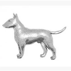 Image of Gift Box Pewter Bull Terrier Dog Badge pin or Brooch for Scarf, Tie, Hat, Coat Bag