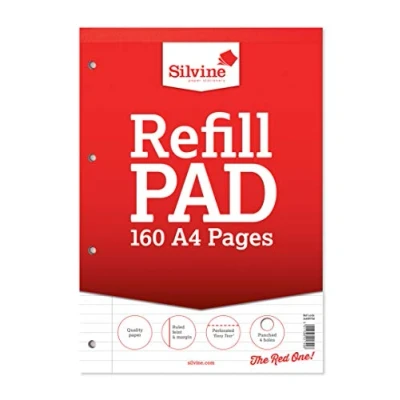 Image of Silvine A4 Refill Pad Lined With Margin (160 Pages) Single,White